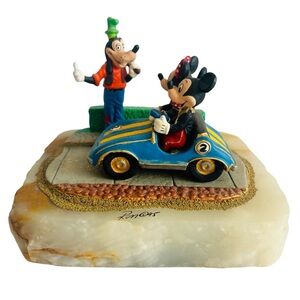 Vintage Walt Disney Company Ron Lee Mickey Minnie Mouse In Car Goofy Sculpture